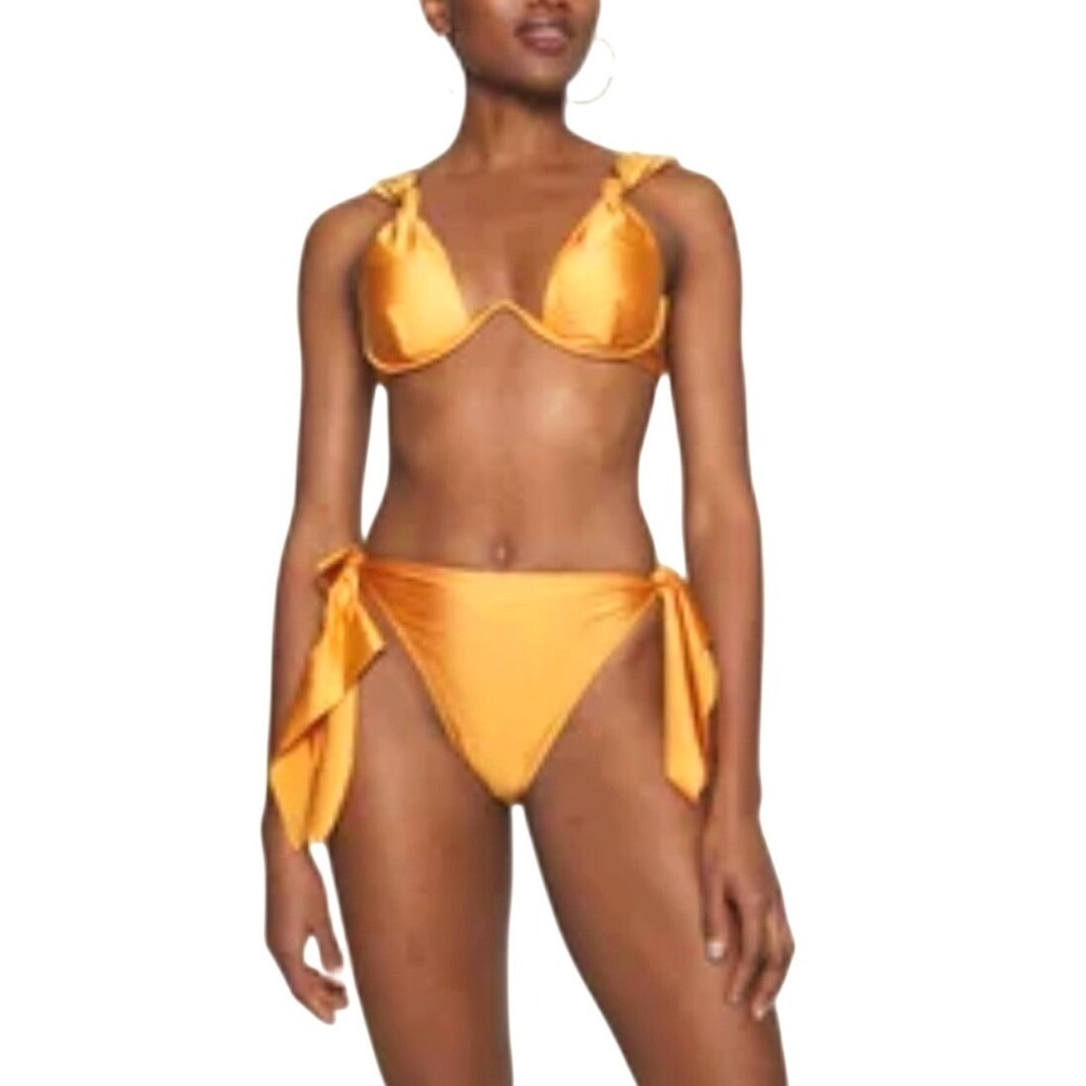 Andrea Iyamah Rai Bikini Set Golden Orange Underwire High Waist XS NEW